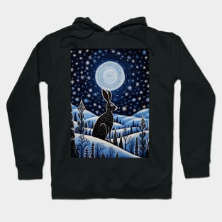 Moonlit Reverie: The Hare's Serenity Hoodie